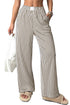 Vertical Stripe Elastic High Waist Pocketed Wide Leg Pants